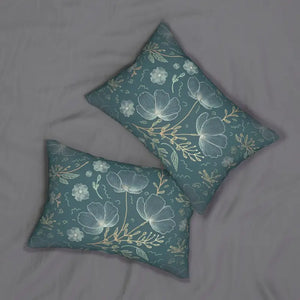 Lumbar Pillow - Floral Elegance Teal Polyester - Dipaliz - 20’’ × 14’’ - Pillows
