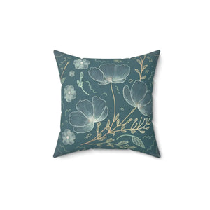 Blooming Beauty Teal Floral Spun Polyester - Dipaliz - Throw Pillows
