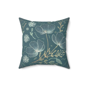 Blooming Beauty Teal Floral Spun Polyester - Dipaliz - Throw Pillows