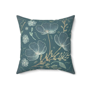 Blooming Beauty Teal Floral Spun Polyester - Dipaliz - Throw Pillows