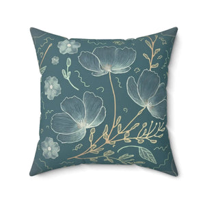 Blooming Beauty Teal Floral Spun Polyester - Dipaliz - Throw Pillows