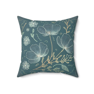 Blooming Beauty Teal Floral Spun Polyester - Dipaliz - Throw Pillows