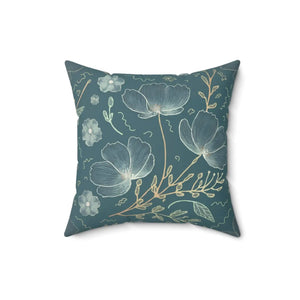 Blooming Beauty Teal Floral Spun Polyester - Dipaliz - Throw Pillows
