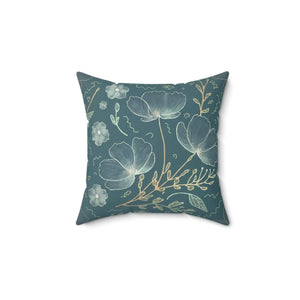 Blooming Beauty Teal Floral Spun Polyester - Dipaliz - Throw Pillows