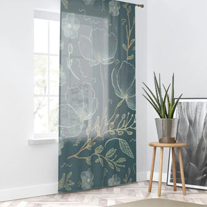 Teal Flower Power Window Curtain - Light Filtering - Dipaliz - Curtains