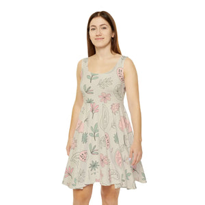 Delicate Flowers Skater Dress Polyester Spandex Dipaliz - Dresses - Xs