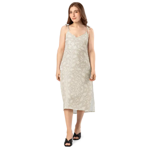 Midi Dress with Built-in Bra and Delicate White Flowers - Dipaliz - Dresses