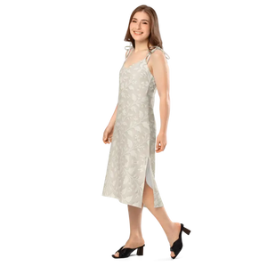 Midi Dress with Built-in Bra and Delicate White Flowers - Dipaliz - Dresses