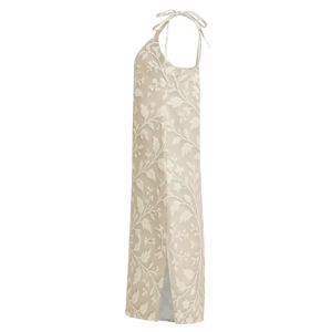 Midi Dress with Built-in Bra and Delicate White Flowers - Dipaliz - Dresses