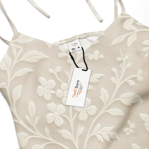 Midi Dress with Built-in Bra and Delicate White Flowers - Dipaliz - Dresses