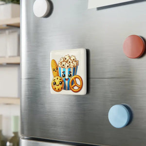 Popcorn Cookies Porcelain Magnet - Bold Pop Art Decor - Dipaliz - White / 2’’ x / Square