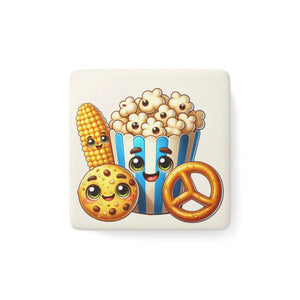 Popcorn Cookies Porcelain Magnet - Bold Pop Art Decor - Dipaliz - White / 2’’ x / Square