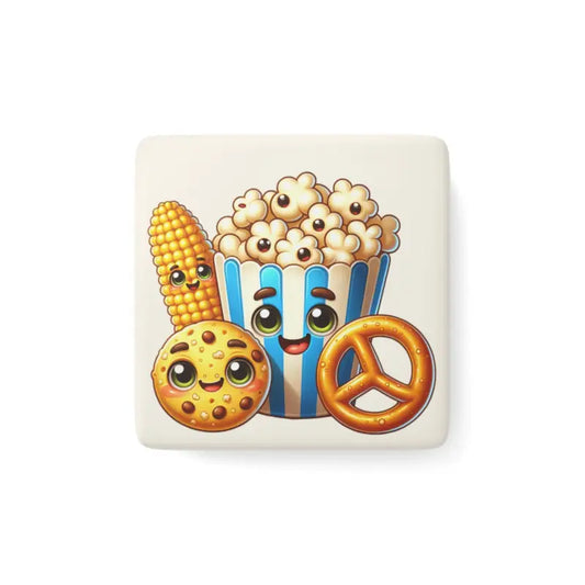 Delicious Popcorn & Cookies Porcelain Magnet for your Space - White / 2’’ x / Square Home Decor