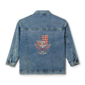 Denim Jacket, ?250 Years of Freedom’ Vintage Graphic Back Logo - Coats & Jackets