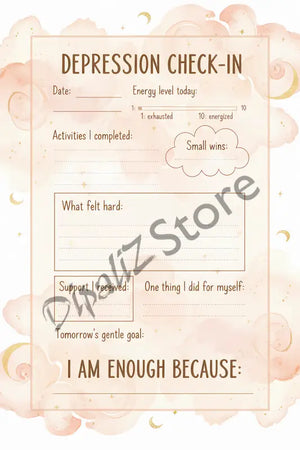 Depression Check-in Journal - Daily Mental Health Tracker - Dipaliz - Digital Downloads