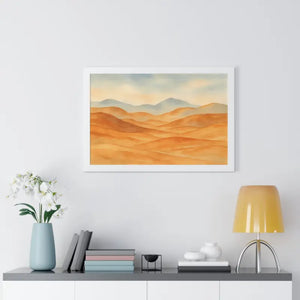 Desert Landscape Art Minimalist Framed Wall Prints - Dipaliz - 30’’ x 20’’ / White