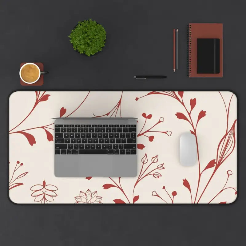 Desk Decor Delight: Red Floral Elegance For Your Workspace - Home