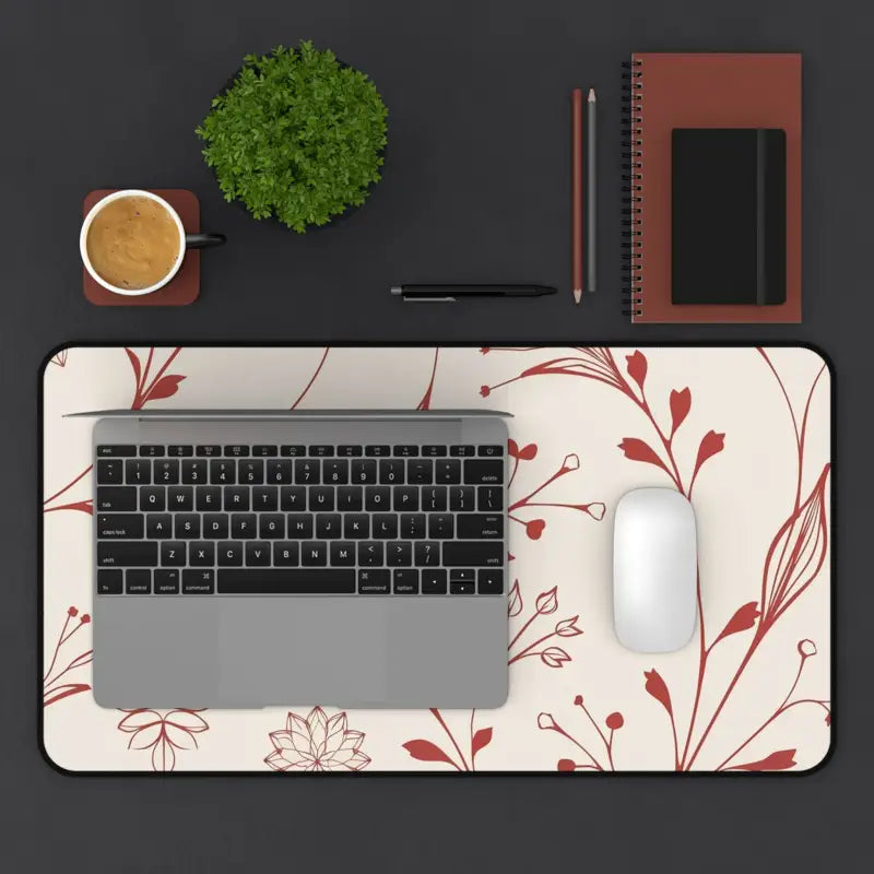 Desk Decor Delight: Red Floral Elegance For Your Workspace - Home