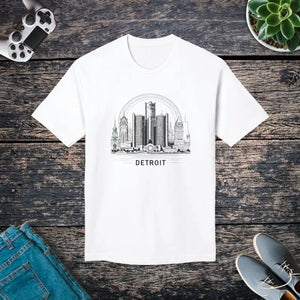 Detroit City Skyline Cotton Tee Women’s Fashion Urban Style - Dipaliz - White / s - T-shirts