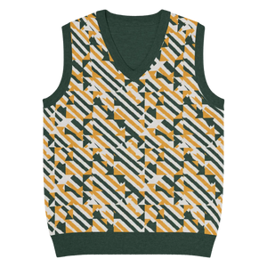 Retro Knit V-neck Vest - Diagonal Stripes Cotton - Dipaliz - Vests