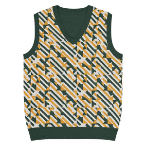 Retro Knit V-neck Vest - Diagonal Stripes Cotton - Dipaliz - Vests
