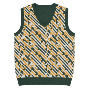 Retro Knit V-neck Vest - Diagonal Stripes Cotton - Dipaliz - Vests