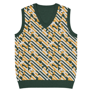Retro Knit V-neck Vest - Diagonal Stripes Cotton - Dipaliz - Vests