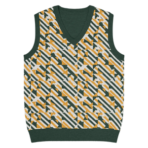 Retro Knit V-neck Vest - Diagonal Stripes Cotton - Dipaliz - Vests