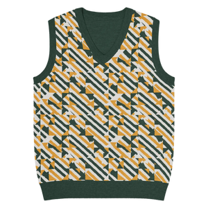 Retro Knit V-neck Vest - Diagonal Stripes Cotton - Dipaliz - Vests