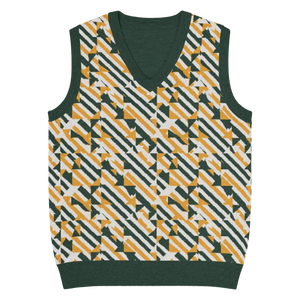 Retro Knit V-neck Vest - Diagonal Stripes Cotton - Dipaliz - Vests