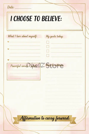 Digital Downloads - Printable Affirmation Journal - Blush Gold Self Love - Dipaliz