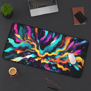 Vibrant Digital Glitch Art Desk Mat - Neoprene - Dipaliz - Workstation & Cubicle Accessories