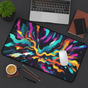 Vibrant Digital Glitch Art Desk Mat - Energetic Workspace Style - Dipaliz - Workstation & Cubicle Accessories