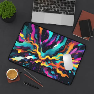 Vibrant Digital Glitch Art Desk Mat - Energetic Workspace Style - Dipaliz - 12’’ × 18’’ - Workstation & Cubicle