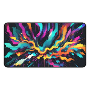Vibrant Digital Glitch Art Desk Mat - Energetic Workspace Style - Dipaliz - 12’’ × 22’’ - Workstation & Cubicle