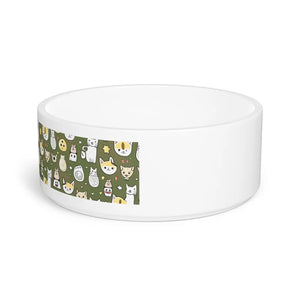 Ceramic Cat Print Pet Bowl - 16oz Glazed Dish - Dipaliz - Bowls Feeders & Waterers