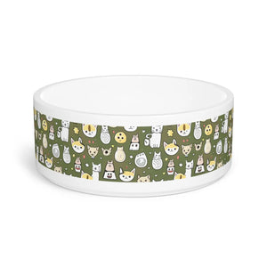 Ceramic Cat Print Pet Bowl - 16oz Glazed Dish - Dipaliz - Bowls Feeders & Waterers