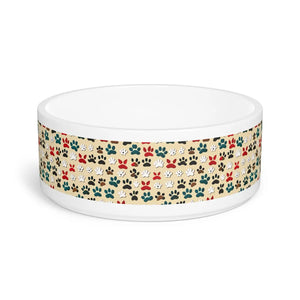 Posh Porcelain Pet Bowl Paw Print Pattern - Dipaliz - Bowls Feeders & Waterers