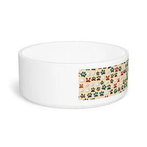 Posh Porcelain Pet Bowl Paw Print Pattern - Dipaliz - Bowls Feeders & Waterers