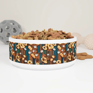 Chic Dog Paw Print Pet Bowl - Ceramic Pattern - Dipaliz - Bowls Feeders & Waterers