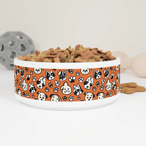 Chic Dog Print Pet Bowl - Ceramic 16oz Design - Dipaliz - Bowls Feeders & Waterers