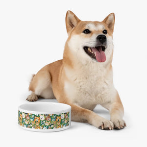 Chic Dog Print Pet Bowl - Ceramic 6 Inch Dish - Dipaliz - Bowls Feeders & Waterers