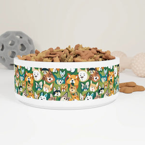 Chic Dog Print Pet Bowl - Ceramic 6 Inch Dish - Dipaliz - Bowls Feeders & Waterers