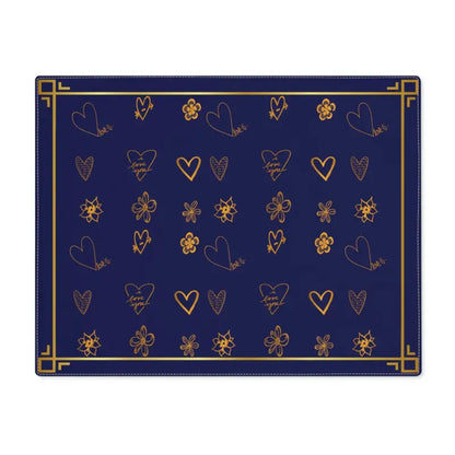 Dine Like Royalty: Navy Blue & Gold Leaves Placemats Style - 18’’ × 14’’ Home Decor