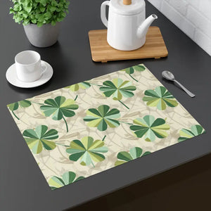 St. Patrick’s Day Placemat - Clover Leaf Green Festive - Dipaliz - 18’’ × 14’’ - Placemats
