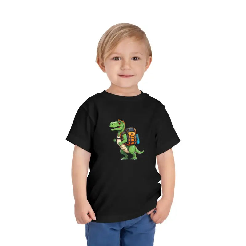 Dino Backpack Tee: Fun School Style for Kids - Black / 2t Clothes