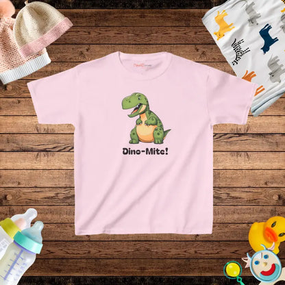 Dino-mite Kids Dinosaur Tee - Cozy Cotton Delight - Xs / Light Pink Clothes