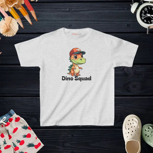 Kids Clothes - Dinosaur Heavy Cotton Tee - Dino Squad Adventure Shirt - Dipaliz Xs / Ash