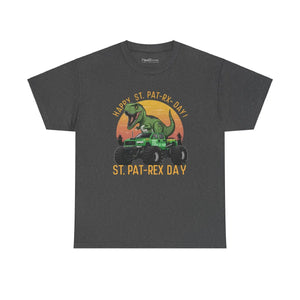 Sturdy Dinosaur on Jeep Heavy Cotton Tee St Patricks Day - Dipaliz - T-shirts
