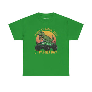 Sturdy Dinosaur on Jeep Heavy Cotton Tee St Patricks Day - Dipaliz - T-shirts